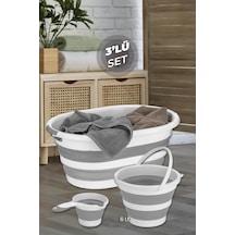 Meleni Home Milano Katlanır Temizlik Seti 3'lü Beyaz - Gri