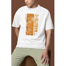 Tasarım Naruto Uzumaki Baskılı Unisex Oversize Naruto Anime Dizi Beyaz