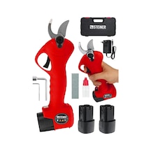 Tr Alman 128 Vf 10 Ah Kömürsüz Motor Akülü Bağ Makası Dal Budama Kesme Makası Makinesi Çantalı Kırmızı