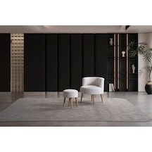 Panda Çay Seti Berjer Ve Puf Takımı Salon, Balkon, Ofis 2 Li Takım Beyaz Beyaz