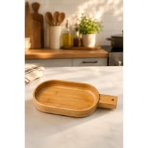 Bambu Saplı Sunum Tabağı 31x13 Cm Kahvaltılık Ve Atıştırmalık Servis Tepsisi