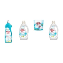 Aquabor Doğal Mineralli Elde Bulaşık + Sıvı Beyaz + Tablet + Sıvı Beyaz 4 Lü Set
