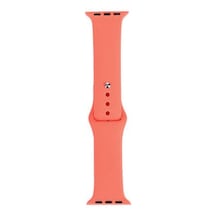 Apple Watch Uyumlu  44mm Band Serisi Klasik Kordon Silikon Strap Kayış - Apricot Orange