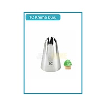 1c Kapalı Yıldız Desen Krema Duyu Büyük Boy Pasta Duyu Paslanmaz Çelik Krema Torbası Ucu 3.0x1.8x4.6 Cm Metalik Gri