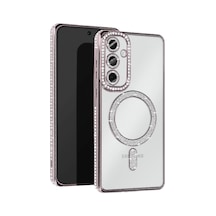 Newface Samsung Uyumlu Galaxy S25 Kılıf Joke Simli Magneticsafe Kılıf - Gümüş Gümüş
