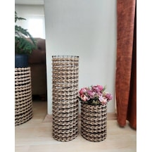 Egindra Trendev Metal Tel Hasır Örgülü Tasarım Vazo 40 Ve 20 Cm 2Li Set