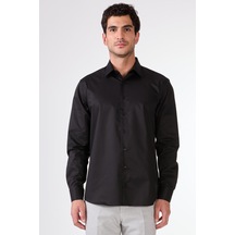 Dufy Erkek Regular Fit Uzun Kol Siyah Gömlek-17302