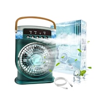Buğulanma Fanı 3 Hızlı Rüzgarlı Taşınabilir Ac Sessiz Sis Fanı Usb Şarj Edilebilir Küçük Taşınabilir Klima 600ml Hava Soğutucu Fanı, 7 Gece Lambalı 1/2/3 H Zamanlayıcı Stili 2, Hava Soğutucu Fanı