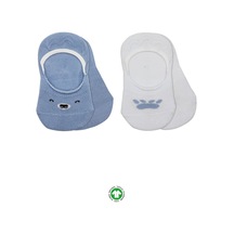 Bistyle 2'li Babet Cute Face Penye Çorap 30103 Mavi-beyaz Mavi - Beyaz