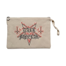 Dark Funeral Classic Krem Clutch Astarlı Cüzdan / El Çantası Krem