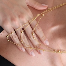 925 Ayar Gold 3 Sıra Dorika Toplu Gümüş Kolye
