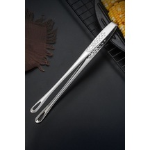 Çelik 28 Cm. Silver Et Cımbızı Mutfak Biftek Barbekü Ve Ekmek Maşası Cin625by Çelik Gri