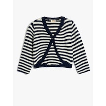 Koton Düğme Detaylı V Yaka Uzun Kollu Çizgili Triko Hırka Lacivert Çizgili 5wkg90052ht Lacivert Çizgili Lacivert