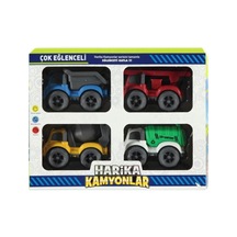 Oyuncak Kamyon Set 4 Adet Oyuncak Kamyon Seti Renkli Kamyon Set