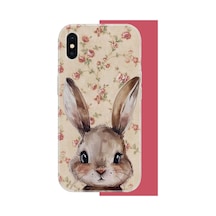 İphone Xs Max Uyumlu Kahverengi Tavşan Uv Baskılı Silikon Kılıf Renkli