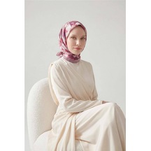 Silk Home Shiny Dokulu Eşarp Lila Gri Geometrik Desen Su Tutmaz Parlak 90x90 Çok Renkli