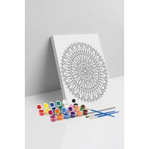 Geometrik Çiçek Mandala Tuval Boyama Seti 40x50 Cm