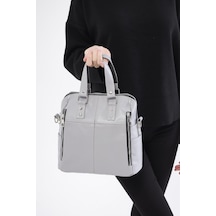 Derinss Leather Derinss Dkb0049 Hakiki Deri Gri Kadın El Ve Omuz Çantası 001