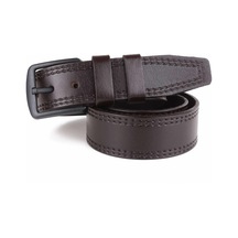 Hakiki Deri Erkek Kemer 4.5 CM Dikiş Desenli Kahverengi 001