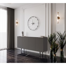Enwood Capella Gri Mdf 4 Kapaklı Raflı 140 Lık Konsol