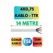 Öznur 4x0,75 Ttr Kablo Metre Seçenekli Beyaz - 14 Metre