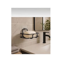 Buççin Online Mağaza Yapışkanlı Siyah Katı Sabunluk Mutfak Banyo Rafı Sabunluk Metal Siyah Çok Renkli