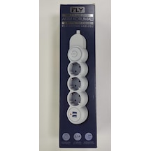 Fly 3393-01 3lü 2mt 2.1a Anahtarlı 2usb Şarj Çıkışlı Akım Korumalı 2500w