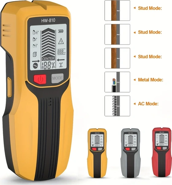 Willowhaven Gri Çok Fonksiyonlu El Tipi Metal Dedektörü - Duvarda Kablo Kiriş Arama Ölçüm Cihazı