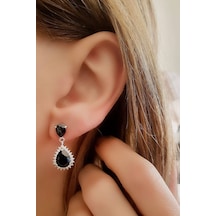 Sky Diamond Black 925 Ayar Gümüş Lüks Damla Küpe