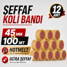 Sanplaza Şeffaf Hotmelt Koli Bandı 45 Mm X 100 Mt Güçlü Yapışkanlı Paketleme Ambalaj Bandı 12 Adet