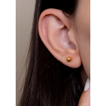 14 Ayar Altın Top Küpe 4 Mm Sarı Altın