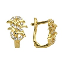 Goldkupe 14 Ayar Sonsuzluk Kanatlı Taşlı Altın Küpe 1,70 Gr-731