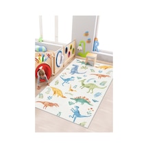 West Home Makinede Yıkanabilir Kaymaz Taban Leke Tutmaz Dinazor Temalı Bebek Ve Çocuk Halısı Oyun Matı Wh 567 Beige Bej