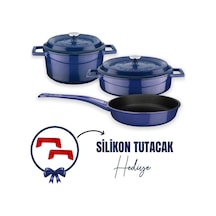 Lava Döküm 3x Trendy Serisi 6 Parça Tencere & Tava Seti Mavi Kırmızı