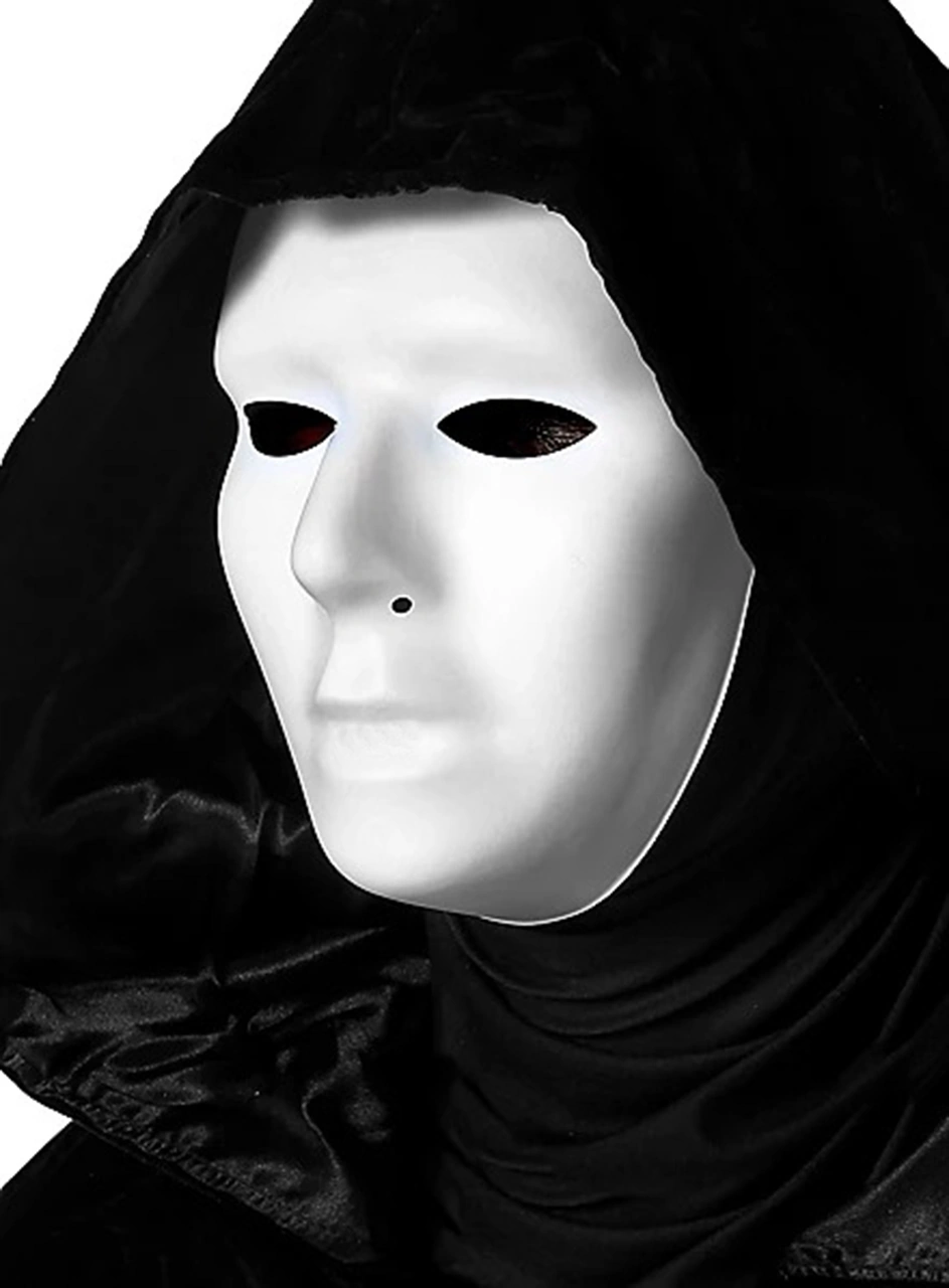 Siyah Kapüşonlu 120 Cm Pelerin Ve Beyaz Boyanabilir Tam Yüz Maske Diğer