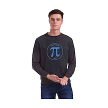 14 Mart Dünya Pi Günü Baskılı Füme Antrasit Erkek Örme Sweat (530955690)