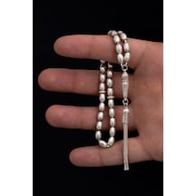 Gümüş Tespih Arpa Kesim Noktalı Orta Boy 20 Gr