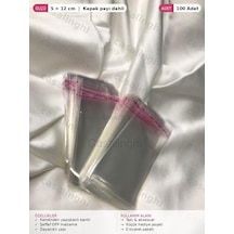Şeffaf Jelatin Poşet 100 Adet 5x12 Cm Kendinden Yapışkanlı Bantlı Opp Torba Kapak Payı Dahil Ambalaj Casaling