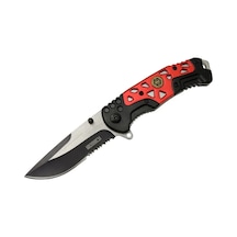 Lanmark Mx10b Kırmızı Testereli Outdoor Çakı 21 Cm - Otomatik, Perçinli Çok Renkli