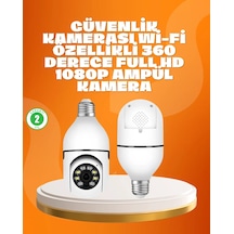 Tam Karanlıkta Görüntüleme Sağlayan 1080p Ampul Güvenlik Kamerası Beyaz