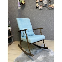 Asedia Trend Ceviz Mavi Sallanan Sandalye Dinlenme Koltuğu