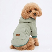 Açık Yeşil Kanguru Cepli Kedi-köpek Hoodie- Sweatshirt Kedi Köpek Kıyafeti