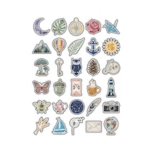 30 Adet Vintage Posta Pulu Temalı Sticker Seti - Laptop Defter Ajanda İçin Çok Renkli