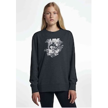 My Oh My Baskılı Füme Antrasit Kadın Sweatshirt