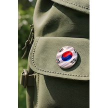 Güney Kore South Korea Abstract Ülke Bayraklı Buton Rozet - 44 MM 5 Adet Çok Renkli
