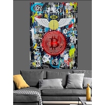 Ahşap Tablo Bitcoin Renkli Soyut Sanat
