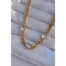 Dodes Dodes 316l Çelik Gold Renk Zirkon Taşlı Kalp Model Zincir Kolye Tg27bko8949 Çok Renkli