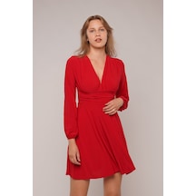 Gabria V Yaka Dandy Elbise Kırmızı TL.3661Kırmızı
