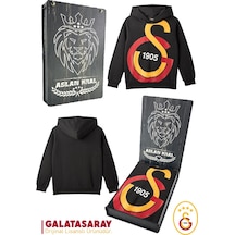 Galatasaray Lisanslı Büyük Logo Çocuk Sweat Hediyelik Ahşap Kutulu 095 Siyah