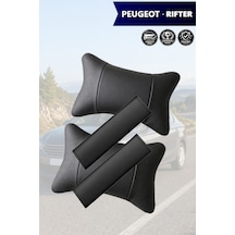 Peugeot Rifter Uyumlu Deri Kemer Koruyucu Siyah Lüks Set Deri Yastık